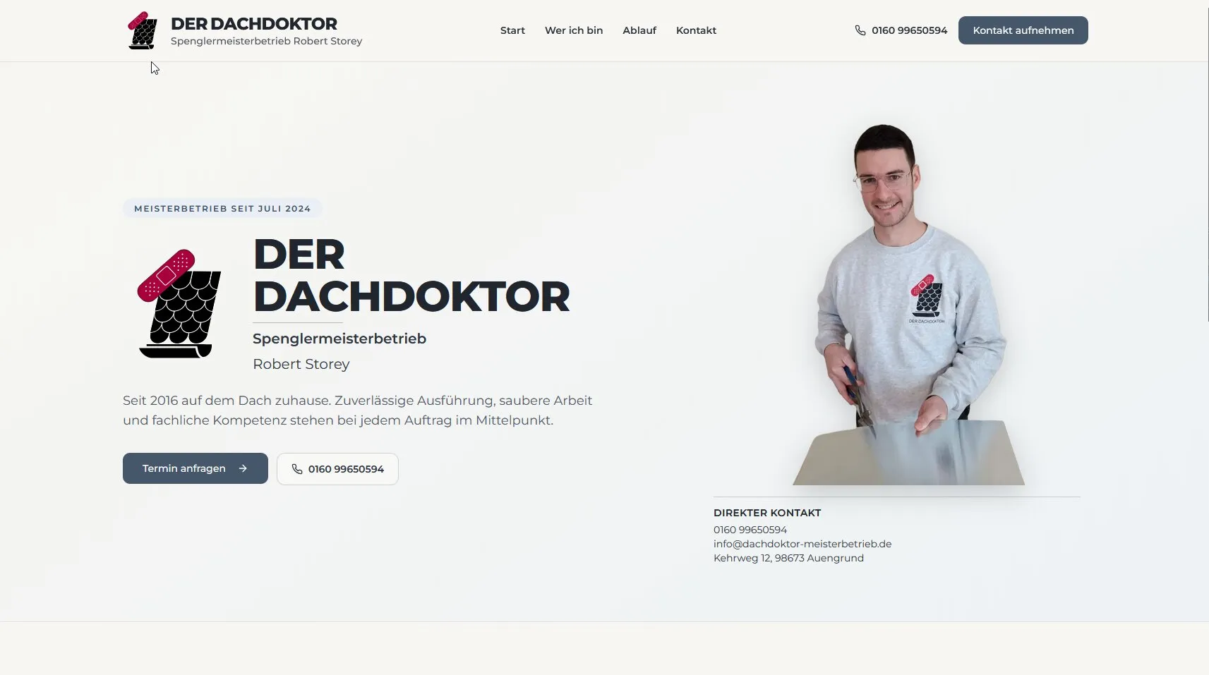 Der Dachdoktor – Robert Storey – Website Vorschau